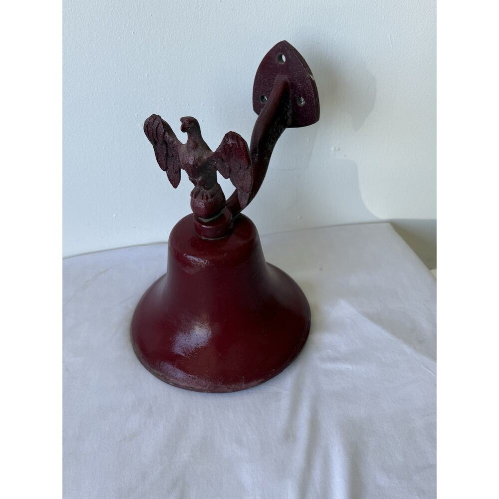 WALL MOUNTED CAST IRON EAGLE BELL RED HEAVY LOUD